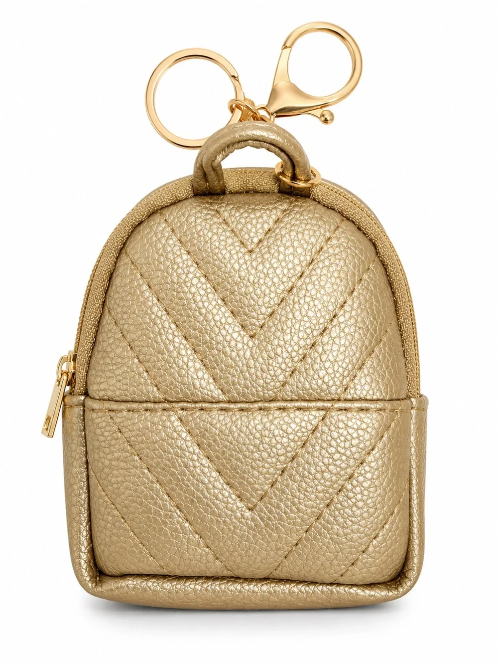 Mini Quilted Backpack Coin Purse Keychain Faux Leather Bag Charm